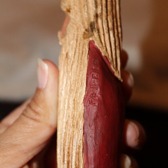 Vintage Christmas Santa lamp rustic wood resin 1992 Made USA Wood World Holiday - Picture 7 of 9